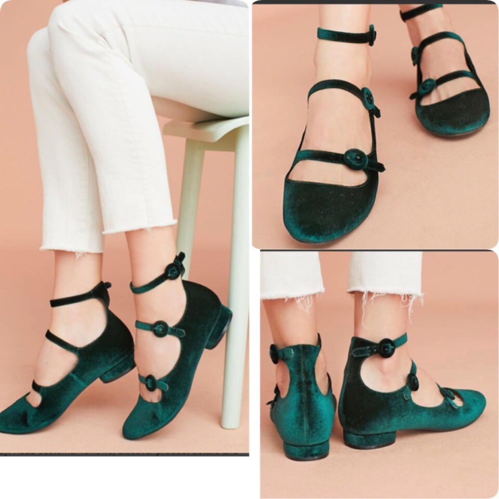 ANTHROPOLOGIE CHELSEA VELVET STRAPPY SHOE SZ 9.5 - Picture 1 of 7